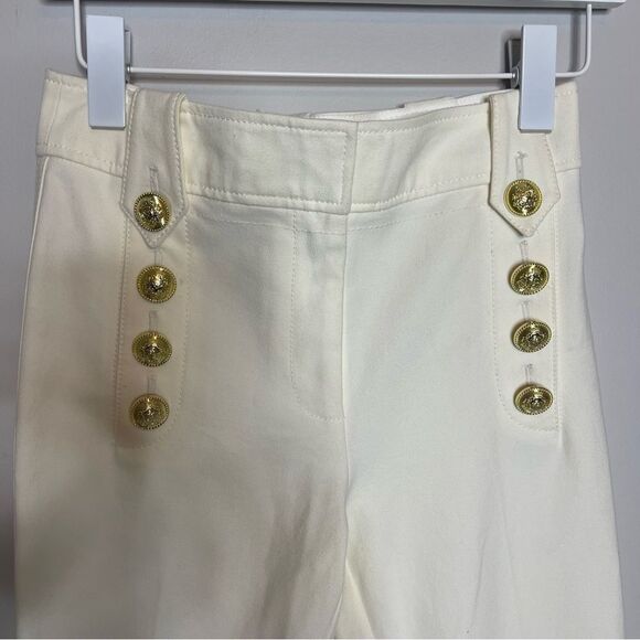 $365 Derek Lam 10 Crosby white gold button flare pants New - Picture 9 of 11
